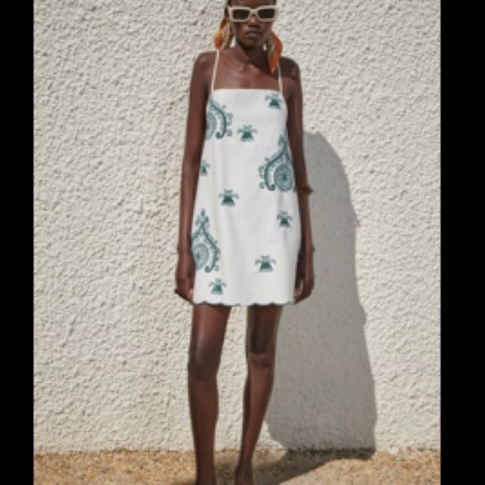 Green and white sundress